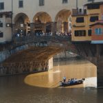 Boat under Ponte Vecchio.